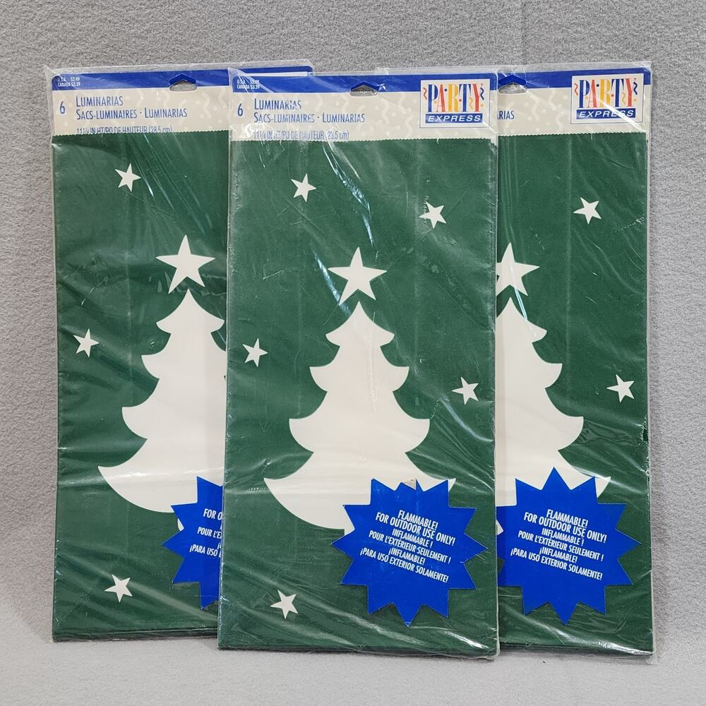 Party Express LUMINARIAS Christmas Tree Outdoor Paper 6count- 3pks (18cnt total)